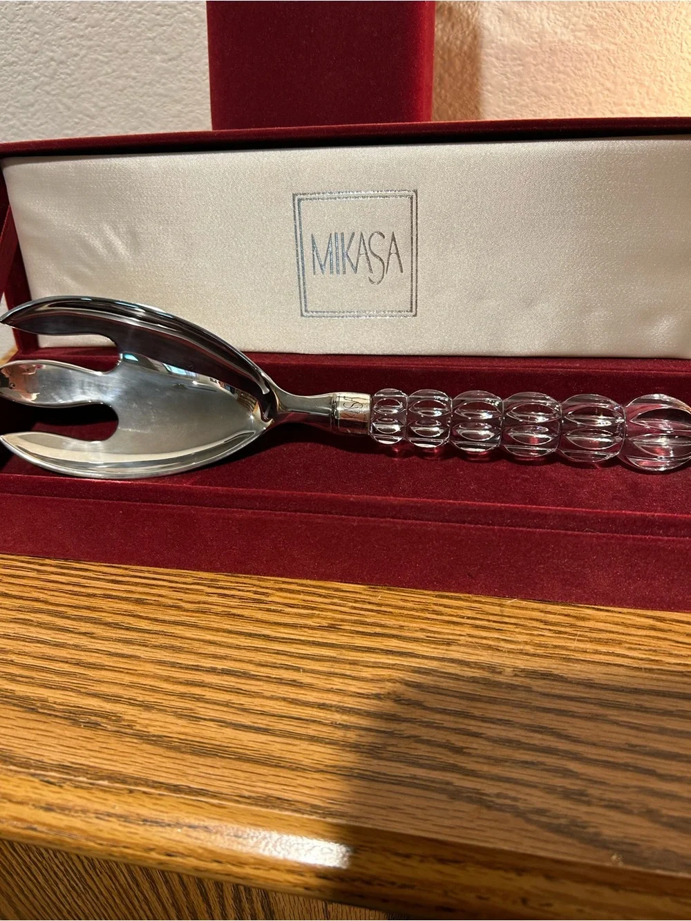 Mikasa Clear Crystal Handle Serving Fork and Spade Set
